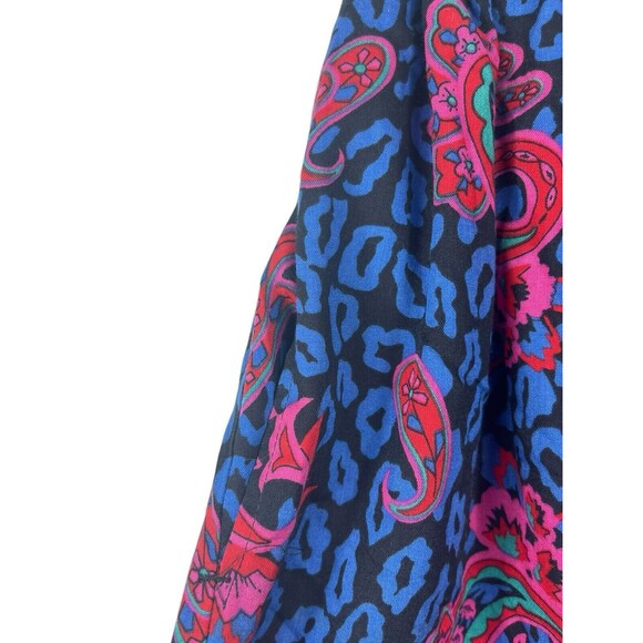 Land And Sea Vintage Ames Bold Blue Pink Floral Midi Elastic Waist Skirt M NWT - Picture 4 of 12